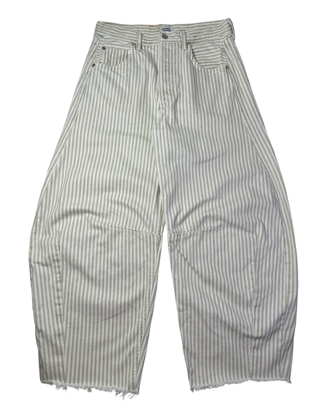 Citizens of Humanity Premium Vintage Striped Barrel Jeans Sz 26 Cropped Wide Leg